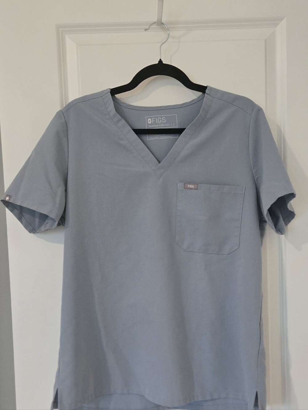 Figs Women's Dusky Sky Blue Scrub Set One Pocket Scrub Top And Kade Cargo Pants